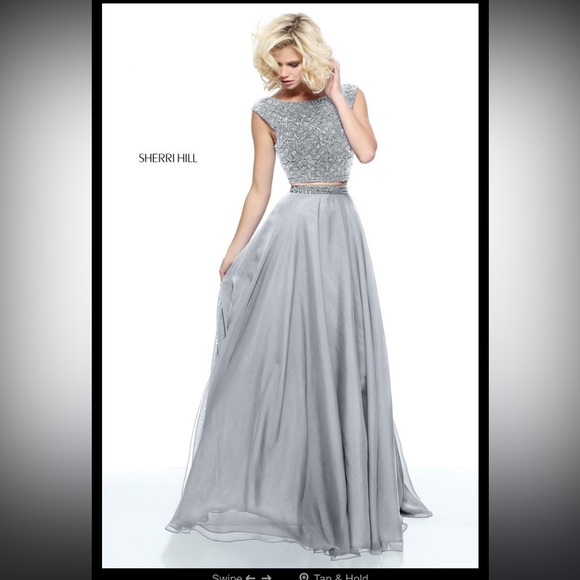 Elegant Sherri Hill Homecoming Winter Formal Prom dress, silver, size 10 - Picture 1 of 10